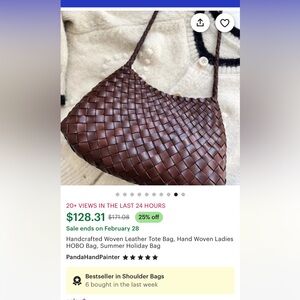 SOLD
Handcrafted Authentic Leather Brown Woven Hobo Bag